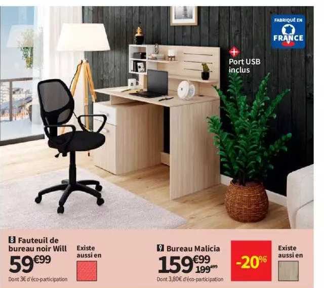 Fauteuil Bureau Noir Will, Bureau Malicia