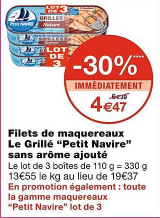 filets de maquereaux le grillé "petit navire" sans arôme ajouté