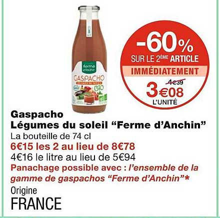 Gaspacho Légumes Du Soleil "ferme D'anchin"