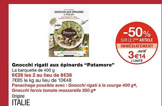 gnocchi rigati aux épinards "patamore"