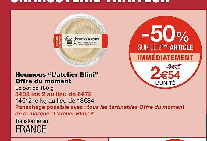 houmous "l'atelier blini" offre du moment