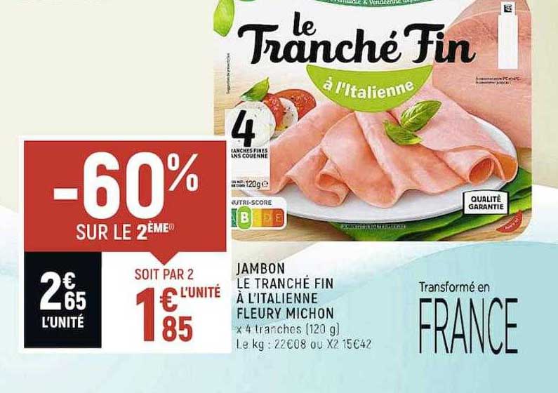 jambon le tranché fin à l'italienne fleury michon