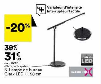 lampe de bureau clark led h. 58 cm modern living