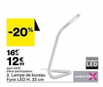 lampe de bureau fynn led h. 33 cm modern living