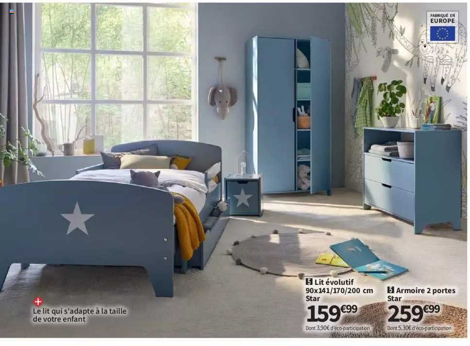 lit évolutif, armoire 2 portes