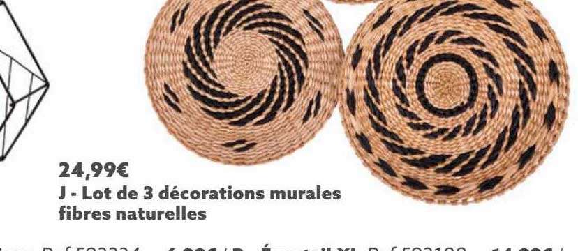 lot de 3 décorations murales fibres naturelles