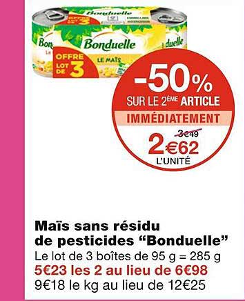 maïs sans résidu de pedticides "bonduelle"