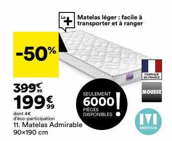 matelas admirable 90 x 190 cm