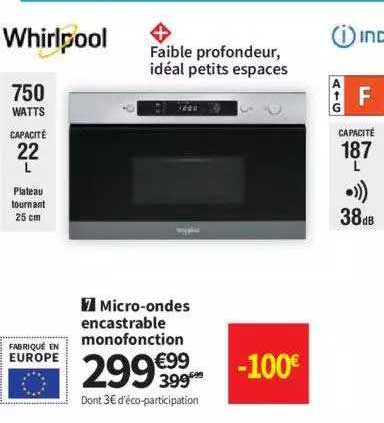 micro-ondes encastrable monofonction whirlpool