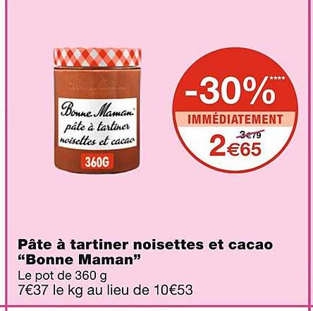 pâte à tartiner noisettes€t cacao "bonne maman"