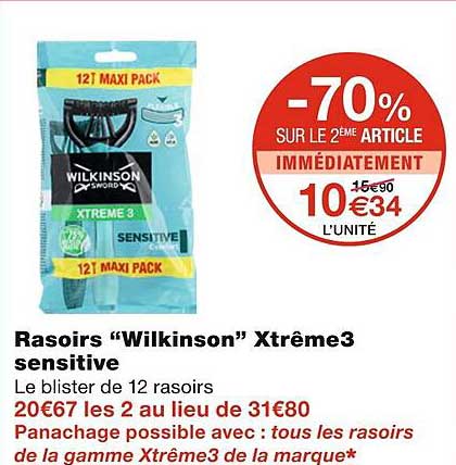 Rasoirs "wilkinson" Xtrême3 Sensitive