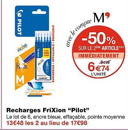 Recharges FriXion "pilot"
