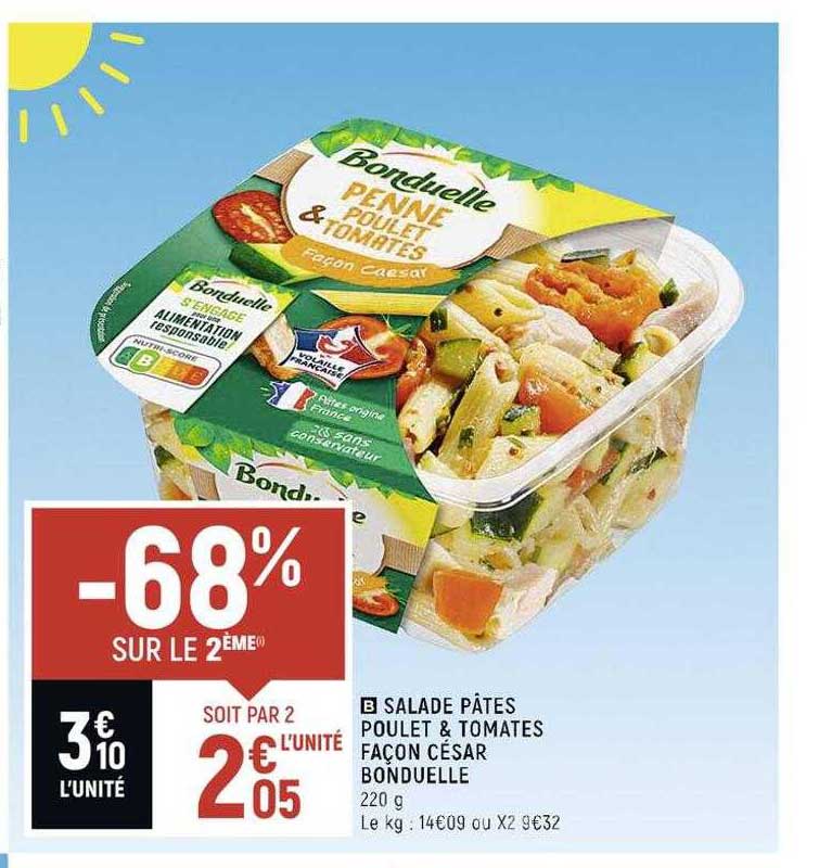 salade pâtes poulet & tomates façon cesar bonduelle