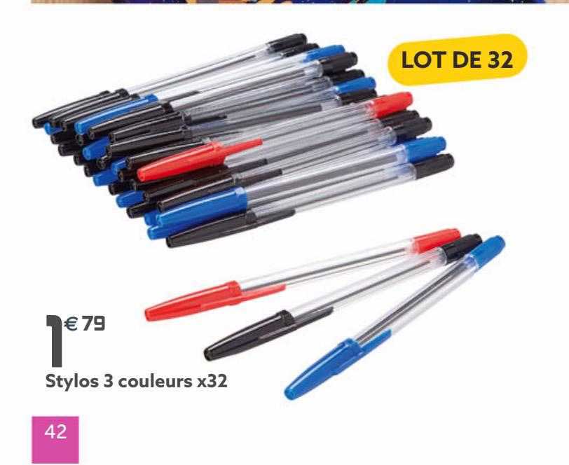 stylos 3 couleurs x32