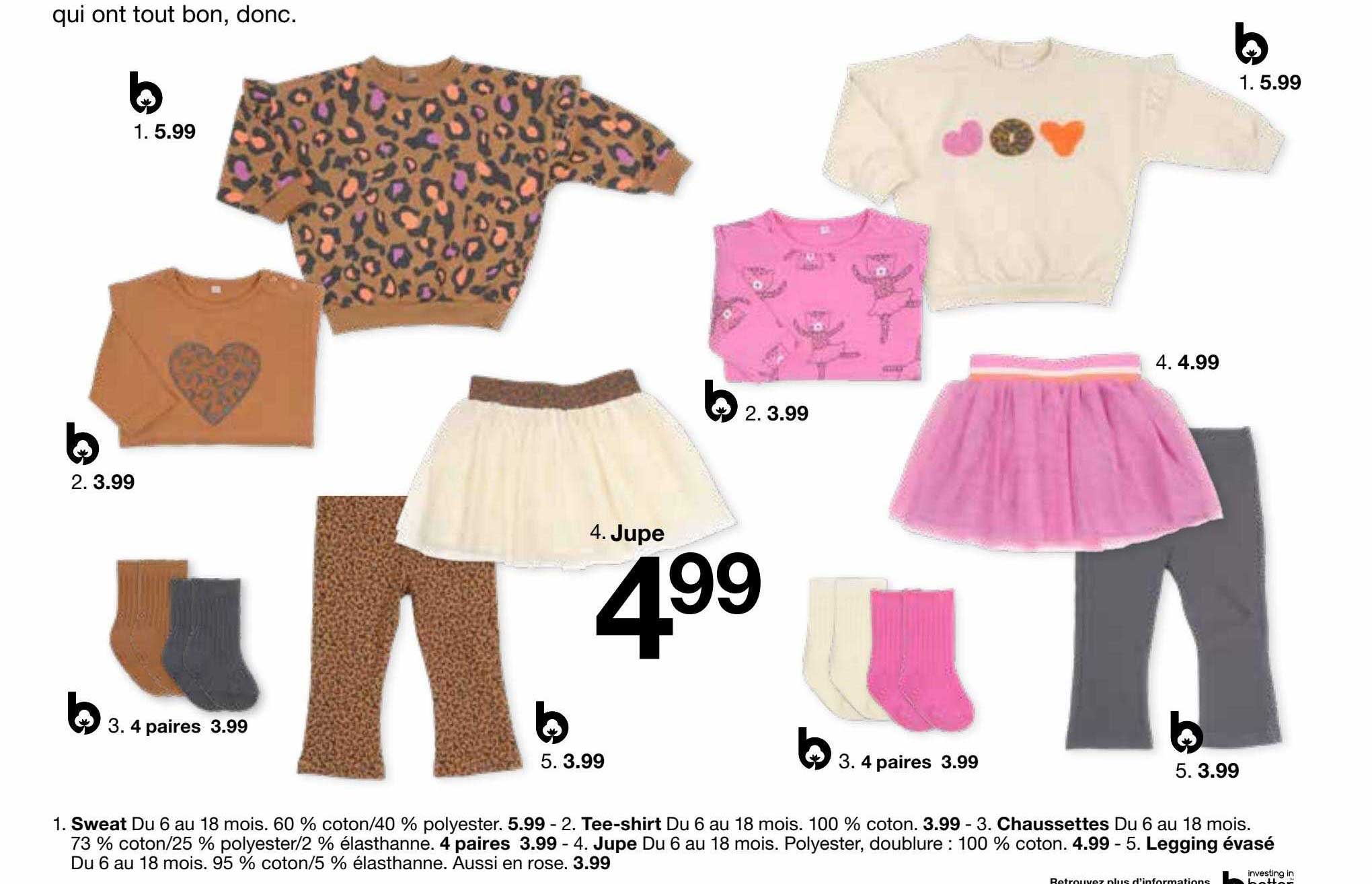 sweat, tee-shirt, chaussettes, jupe, legging évasé