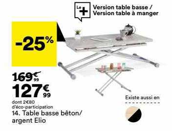 Table Basse Bêton- Argent Elio