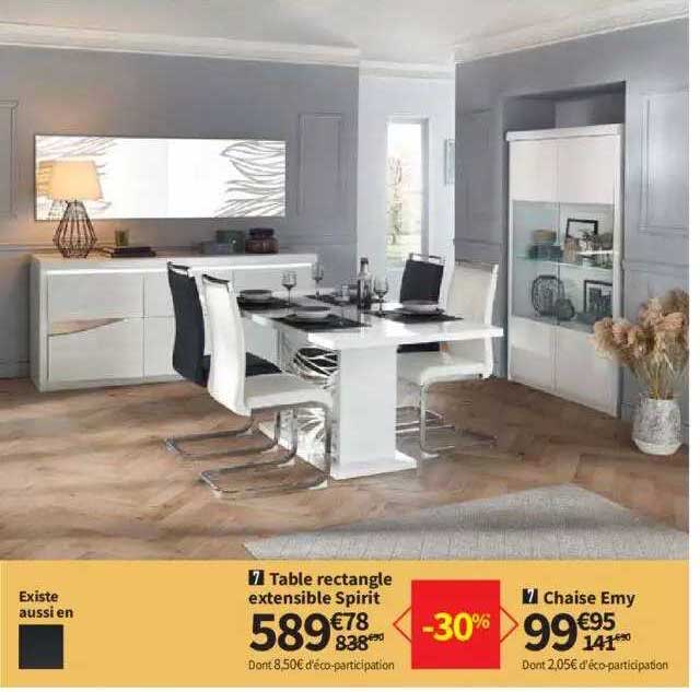 table rectangle iextensible spirit, chaise emy