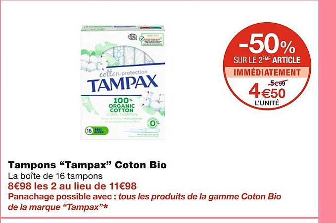 Tampons "tampax" Coton Bio