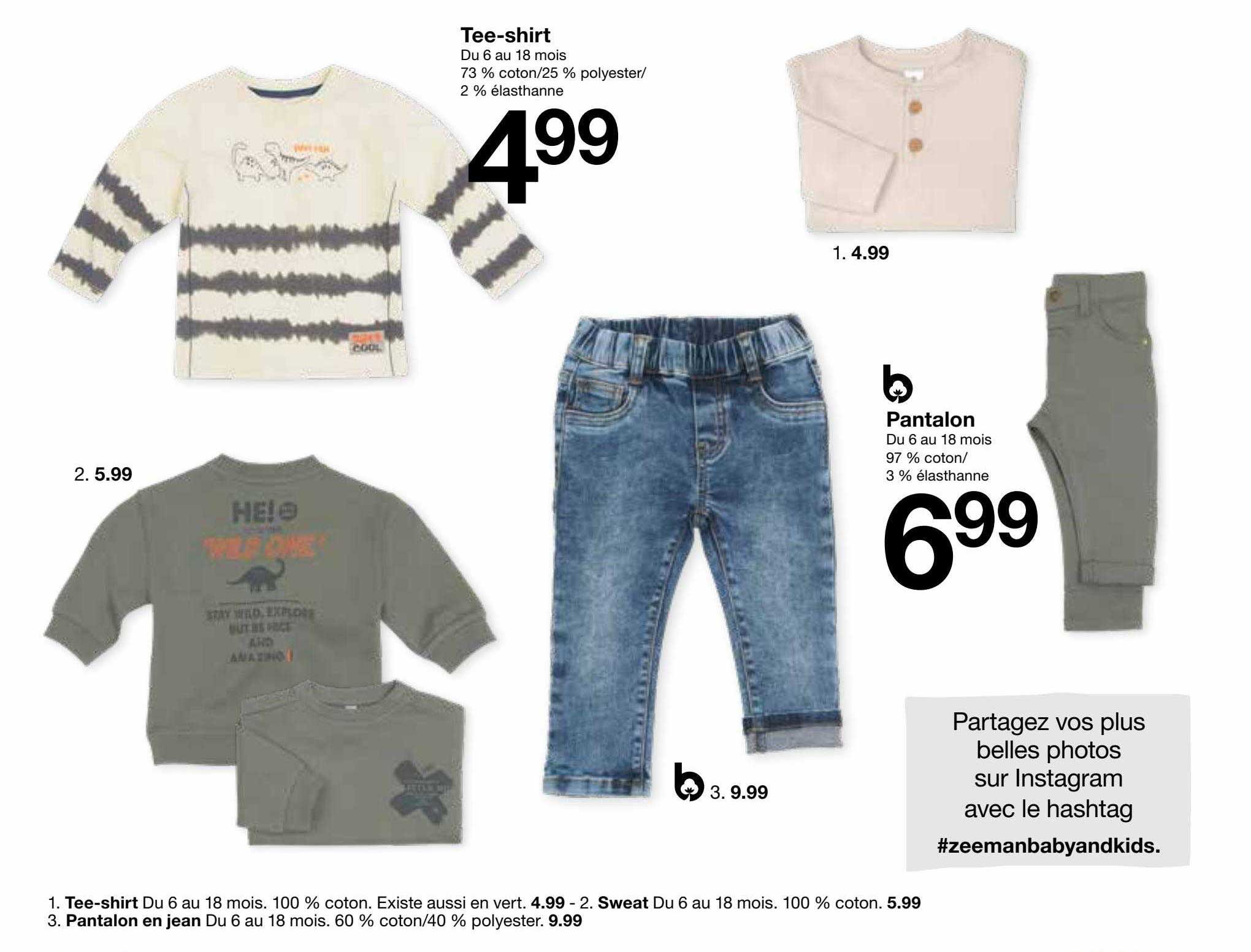 tee-shirt, sweat, pantalon en jean