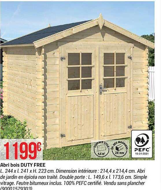 abri bois duty free
