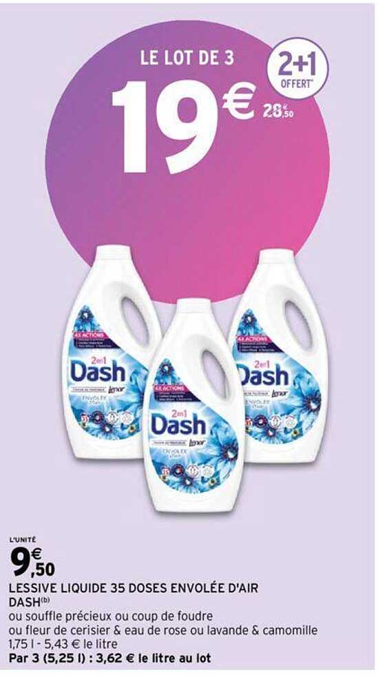 lessive liquide 35 doses envolée d'air dash