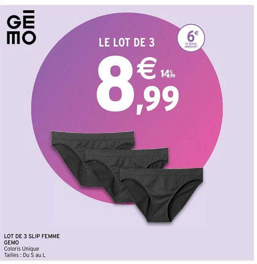 Lot De 3 Slip Femme Gemo