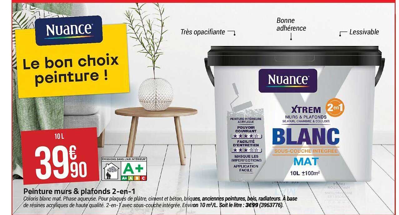 peinture murs & plafonds 2-en-1 nuance