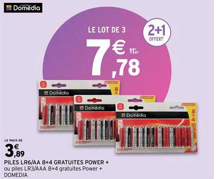piles lr6/aa 8+4 gratuites power+
