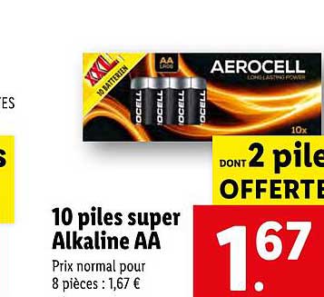 10 piles super alkaline aa