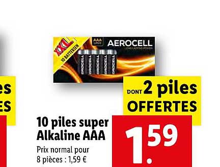 10 piles super alkaline aaa