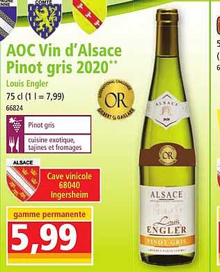 aoc vin d'alsace pinot gris 2020 louis engler