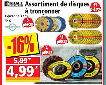assortiment de disques à tronçonner kraft werkzeuge