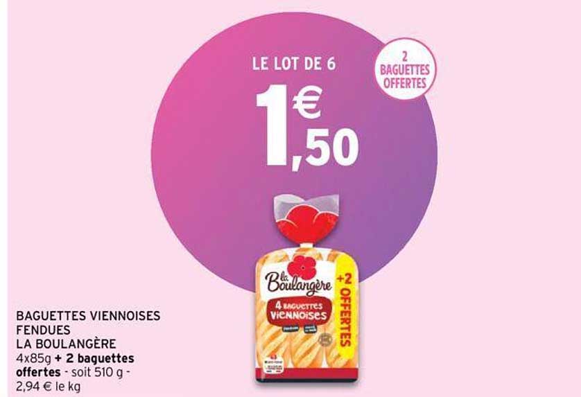 baguettes viennoises fendues la boulangère