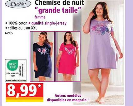 Chemise De Nuit "grande Taille" Femme ElleNor