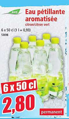 eau pétillante aromatisée citron/citron vert surf