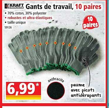 gants de travail, 10 paires kraft werkzeuge