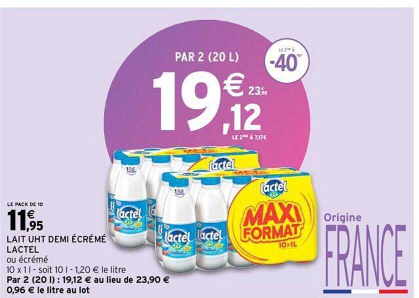 Lait Uht Demi écrémé Lactel