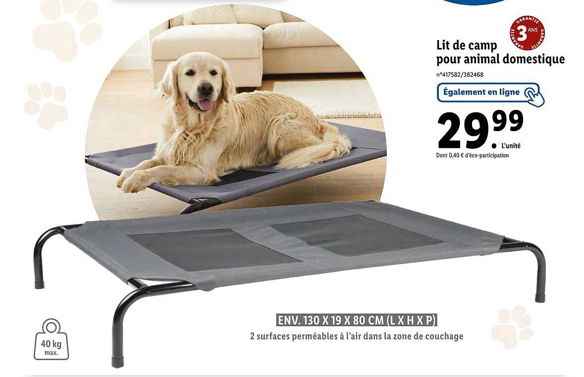 lit de camp pour animal domestique