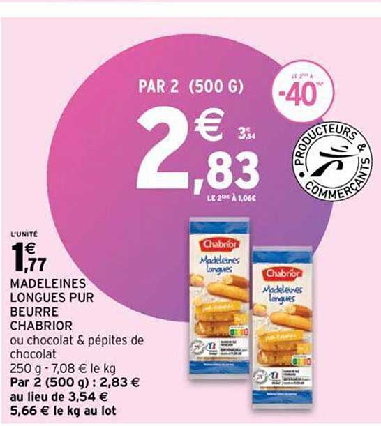 Madeleines Longues Pur Beurre Chabrior