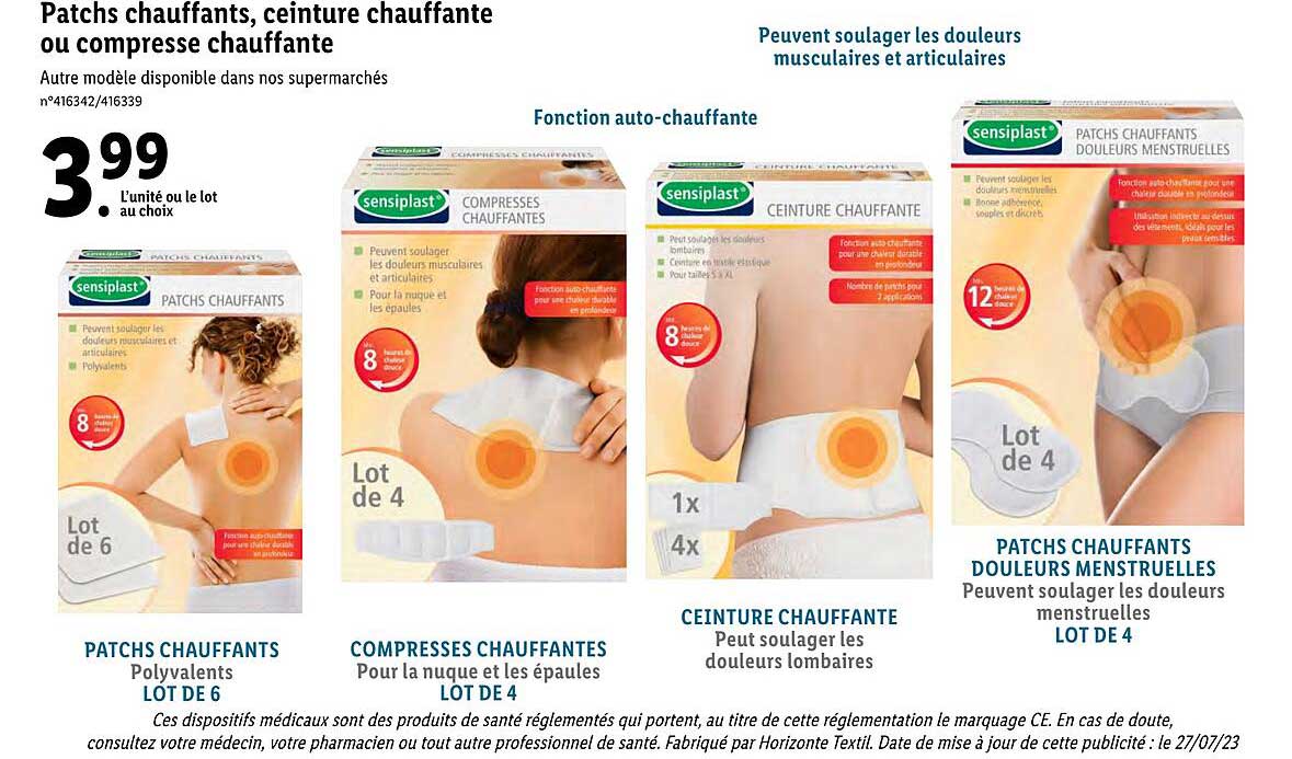 patchs chauffants, ceinture chauffante ou compresse chauffante