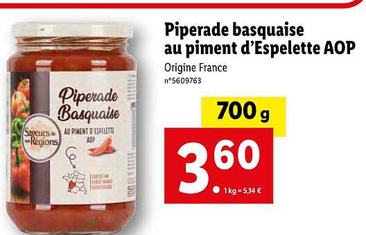 piperade basquaise au piment d'espelette aop