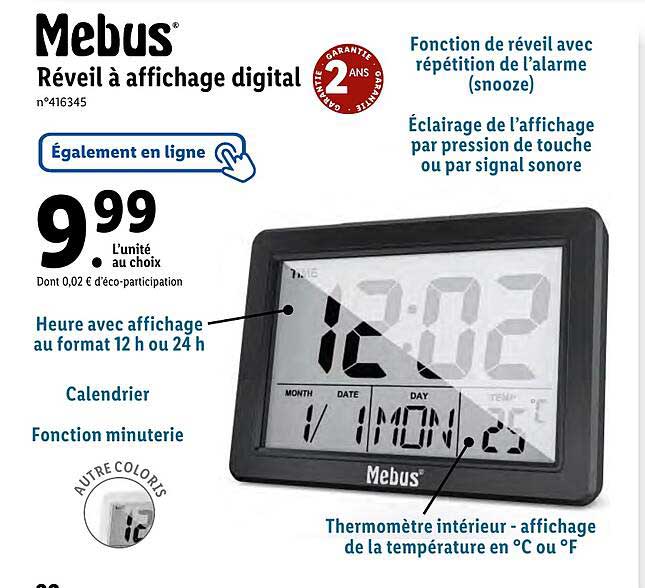 Réveil à Affichage Digital Mebus