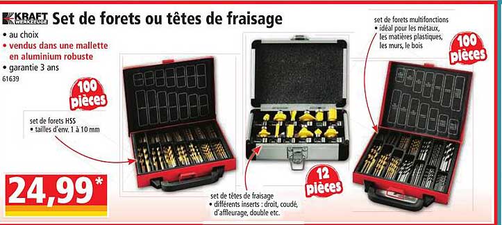 Set De Forêts Ou Têtes De Fraisage Kraft Werkzeuge