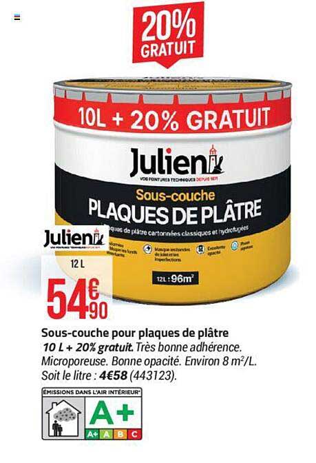 sous-couche pour plaques de plâtre julien