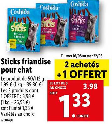 Sticks Friandise Pour Chat