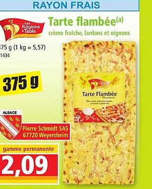 tarte flambée crème fraîche, lardons et oignons les régions à table