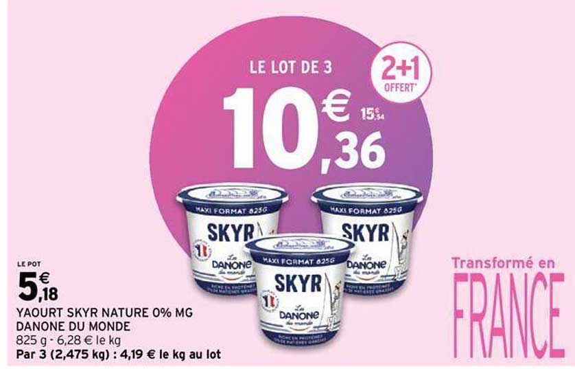 Yaourt Skyr Nature 0% Mg Danone Du Monde