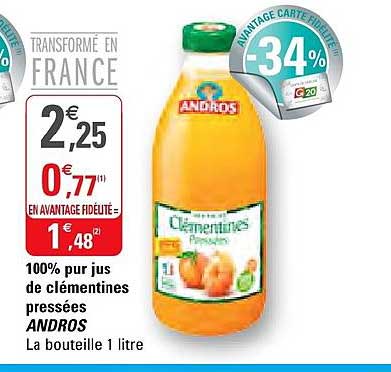 100% Pur Jus De Clémentines Pressées Andros