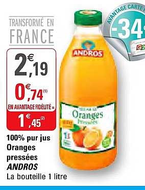 100% Pur Jus Oranges Pressées Andros