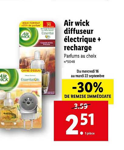 air wick diffuseur électrique + recharge -30% de remise immédiate